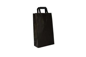 Zwarte papieren tas met platte handgrepen (kleine minimale afname!): 22x10x36cm