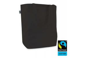 Fairtrade® 300 grams canvas draagtas ZWART 41x42cm+14 cm bodemvouw