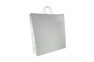 Witte 110 grams papieren tassen met gedraaide handgrepen (kleine minimale afname!): 45x17x48cm