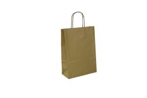 Gouden 90 grams papieren tas met gedraaide handgrepen (kleine minimale afname!): 22x10x31cm