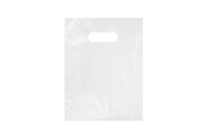 Plastic tas met gestanst en versterkt handvat wit 37 x 44 + 2x4 50 my