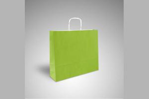 Lichtgroene kraft papieren tas met gedraaide papieren handgrepen: 41x12x32cm