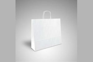 Witte kraft papieren tas met gedraaide papieren handgrepen: 28x10x22cm