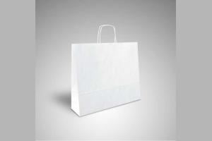 Witte kraft papieren tas met gedraaide papieren handgrepen: 41x12x32cm