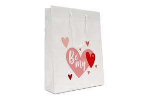Luxe papieren tas Be My Valentine maat L breed: 40x10x35cm